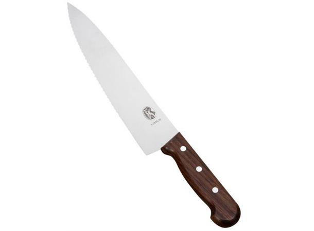 VICTORINOX Kokkekniv L:250mm, BØLGESKJÆR Med treskaft